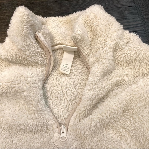 White Plush Fleece 3/4 Zip - Picture 3 of 4